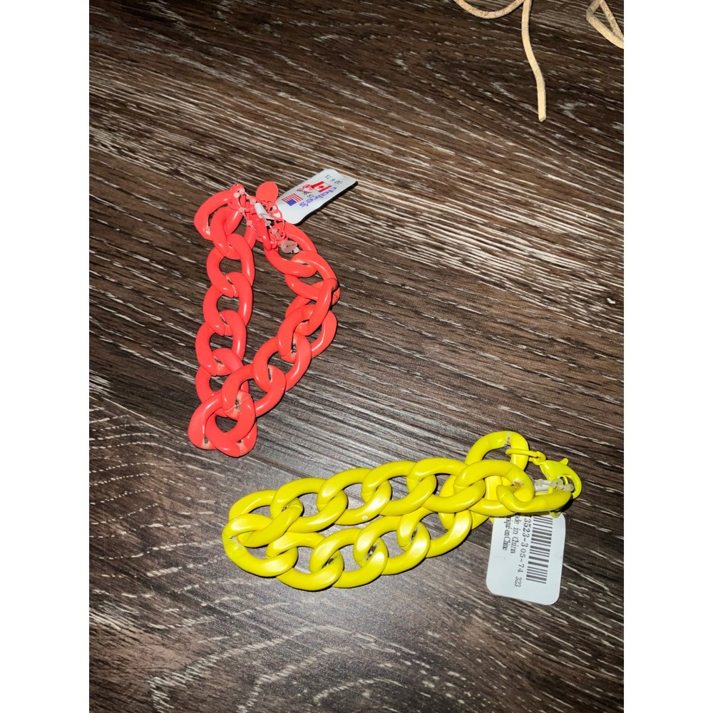 Claire's Chain Bracelets 2-Pack Matte Acrylic Curb Link Y2K Retro Neon Set